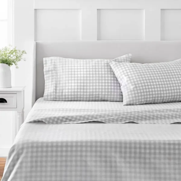 Martha Stewart 100% Cotton King Sheet Set - 4 Piece, Soft, Smooth, Durable, Easy Care, 16" Deep Pocket Sheets, Sateen Sheets, 1
