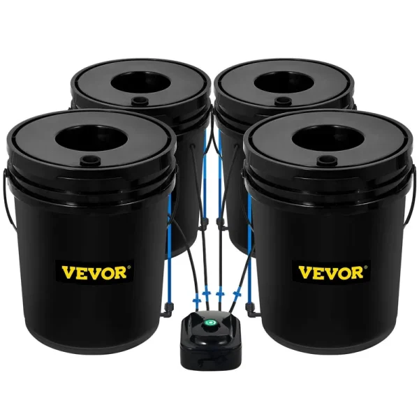 VEVOR DWC Hydroponic System, 5 Gallon 4 Buckets, Deep Water Culture Growing Bucket, Hydroponics Grow Kit with Pump, Air Stone