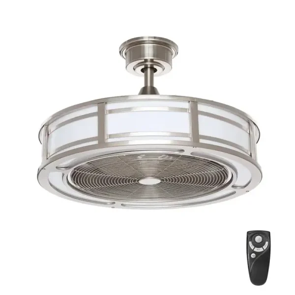 Home Decorators Brette II 23 in. LED Indoor/Outdoor Brushed Nickel Ceiling Fan