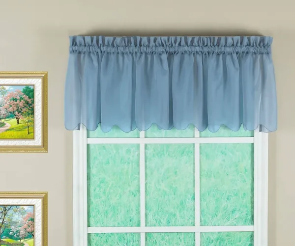 Emelia Voile Sheer Window Collection - Wedge Blue Window Valance