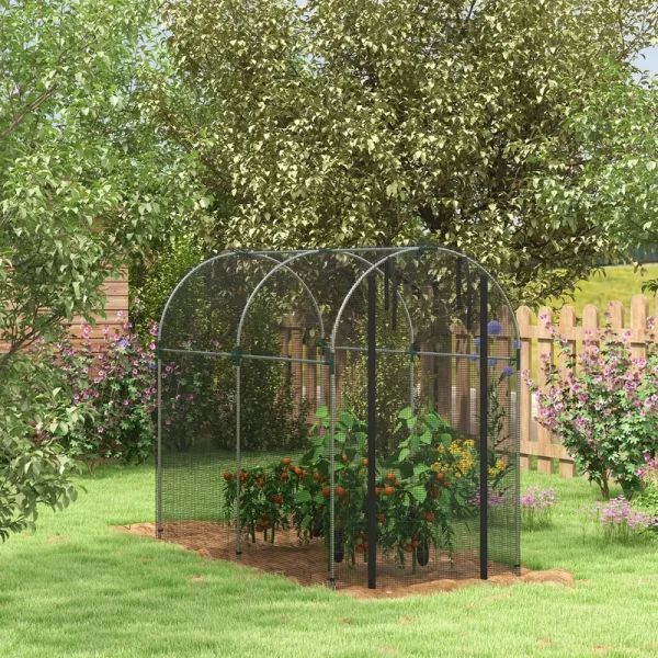 Outsunny 4' x 8' Plant Protection Tent Crop Cage with Zippered Door for Plants, Herbs, Fruits, Black
