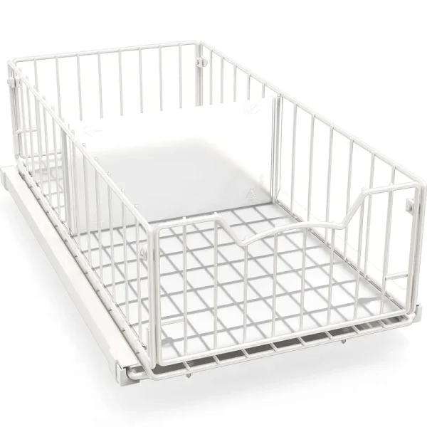 Simple Houseware Pull Out Cabinet Sliding Basket White