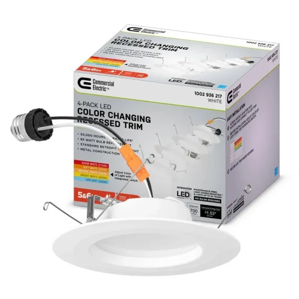 Commercial Electric 5/6" LED Color Changing Recessed Trim (4-Pack)