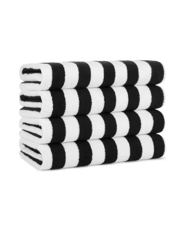 Arkwright Home Arkwright California Cabana 4-Piece Striped Beach Towel Set - 30x70 Black, Men's