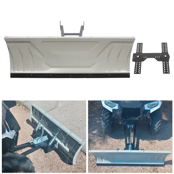 Kojem Snow Plow Blade Universal Kit Steel White Adjustable 48" Complete for ATV Honda Kawasaki Polaris Aeon Crossland Arctic - Cat Alterra