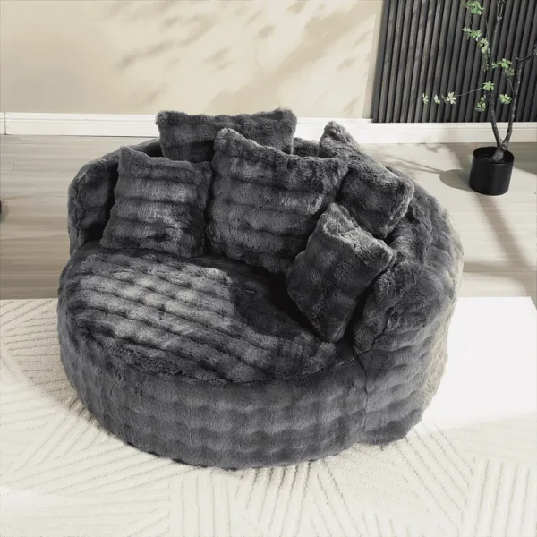 Wiilayok 58'' Oversized Chaise Lounge Chair Indoor, Thickened Backrest Sleeper Sofa Couch with Soft Pillows for Living Room, Gray