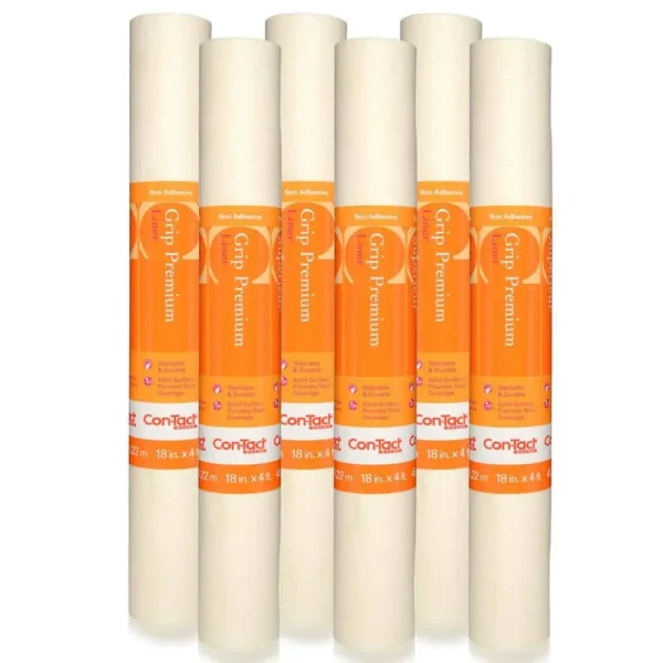 Con-Tact Grip Premium 18 in. x 4 ft. White Solid Grip Non-Adhesive Drawer and Shelf Liner (6 Rolls)