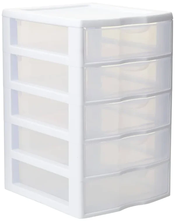 Sterilite 1 New 20758004 Clearview Small 5 Drawer Desktop Storage Unit White