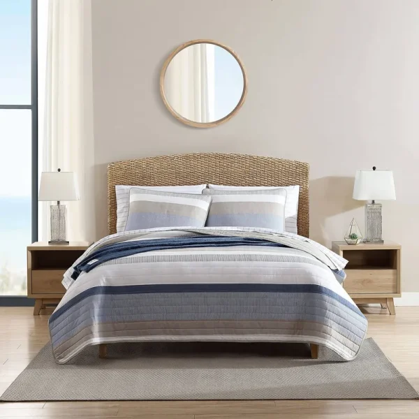 Nautica Ridgeport Cotton Reversible Blue Quilt Set - Twin