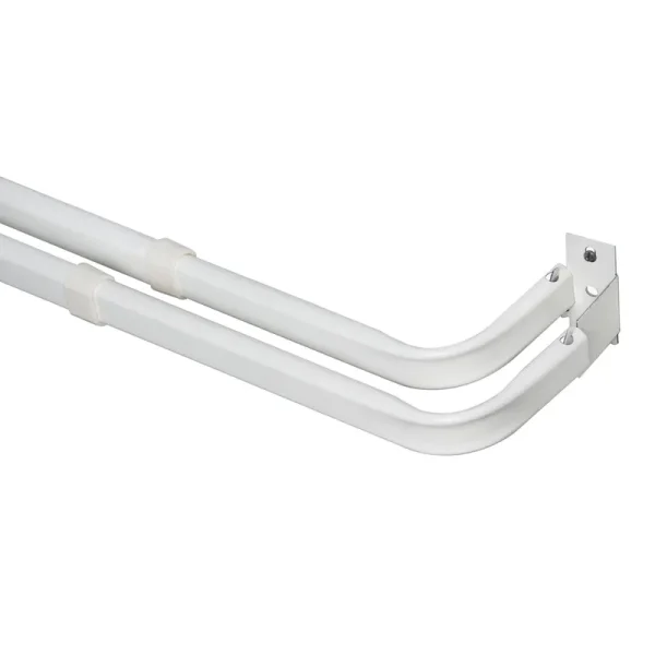 Mainstays 2-3 inch White Clearance Basic Adjustable Double Curtain Rod, 84-120 inch