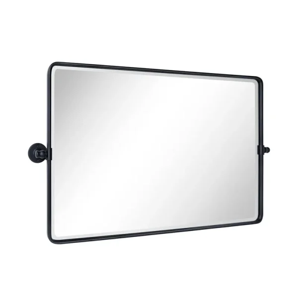 Lutalo Beveled Bathroom / Vanity Mirror Mercer41 Finish: Matte Black, Size: 24" x 38"
