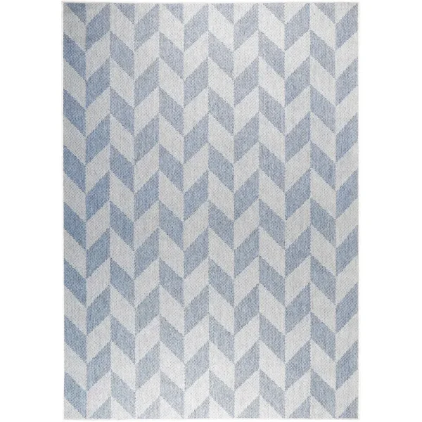Nicole Miller New York Patio Country Danica Transitional Geometric Indoor/Outdoor Area Rug Blue/Grey 3'11"x5'2"