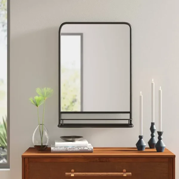 Rudolfo Accent Mirror with Shelves Birch Lane Finish: Black