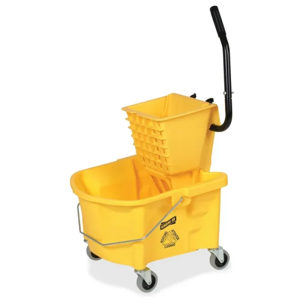 Genuine Joe Gjo60466 Splash Guard Mop Bucket and Wringer, 6.5 Gallon Capacity, Yellow