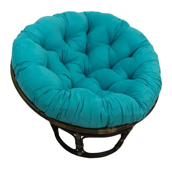 Blazing Needles 48 in. Solid MicroSuede Papasan Cushion, Aqua Blue