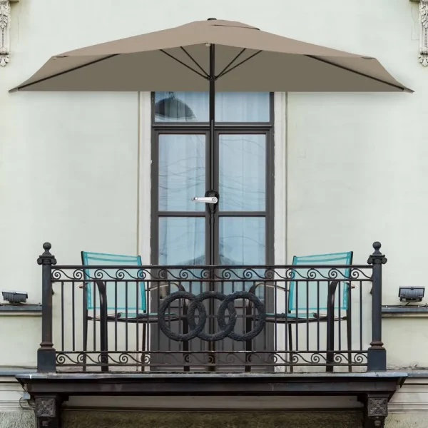 Pure Garden Half Round Patio Umbrella with Easy Crank Sand - 10 ft.