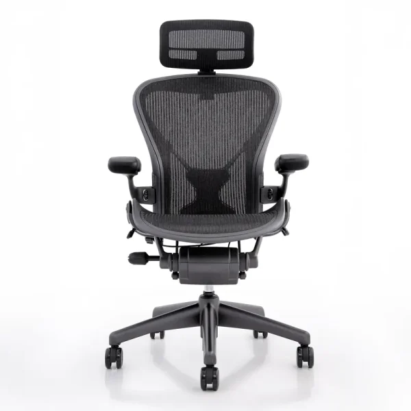 Herman Miller Aeron Chair Size B (𝙍𝙚𝙛𝙪𝙧𝙗𝙞𝙨𝙝𝙚𝙙)| Fully Adjustable Ergonomic Mesh Office Chair with Posture Fit Support, Tilt Limiter, and Roller Index Arm Adjustments with Headrest