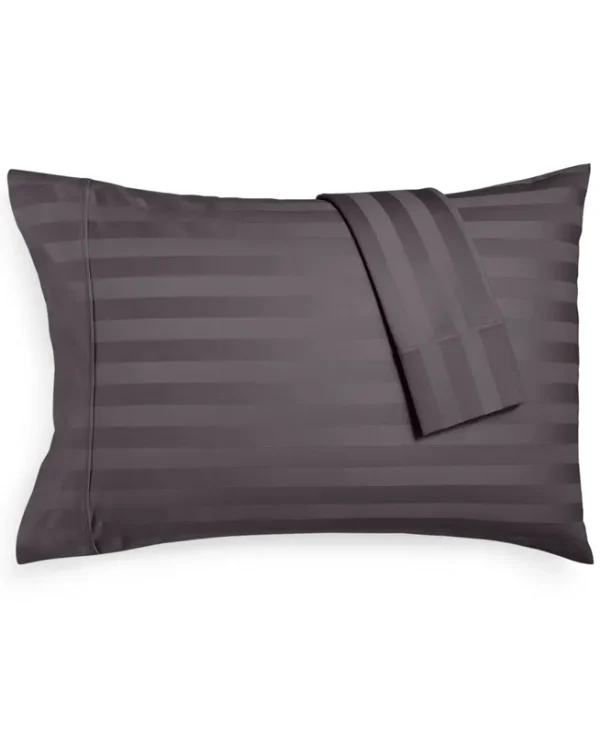 AQ Textiles Bergen Stripe 4-pc. King Extra-Deep Sheet Set 1000 Thread Count 100% Certified Egyptian Cotton - Dark Grey