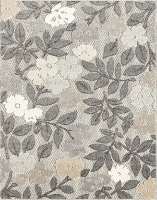 Tayse Oasis Floral Beige 5 ft. x 7 ft. Indoor/Outdoor Area Rug