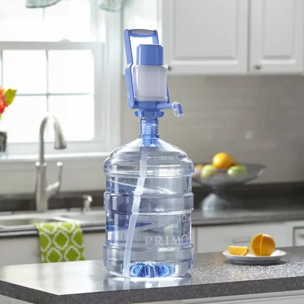 Primo Bottled Water Pump Dispenser with Handle, White/blue