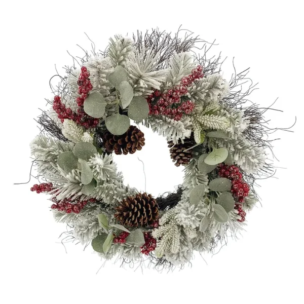 24" Red Berry Flocked Wreath by Ashland | Michaels