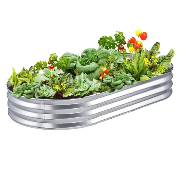 VEVOR Raised Garden Bed 70.9x35.4x11 inch Galvanized Metal Planter Box Outdoor Planting Boxes with Open Base for Growing Flowers/Vegetables/Herbs in