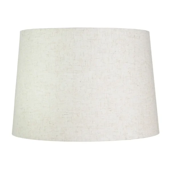 French Drum Lamp Shade, Textured Linen, 14" Top, 16" Bottom, 11" Slant - 12" - Cottage