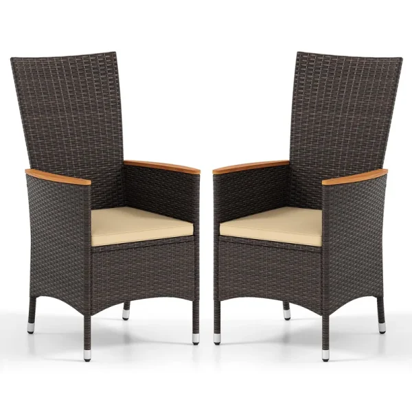 Tangkula Patio High Back Rattan Dining Chairs Set of 2/4
