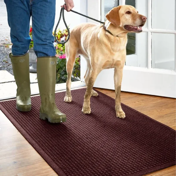 Grid Water Trapper Mat | Wine | Size 3' x 7'1 | Recycled Materials