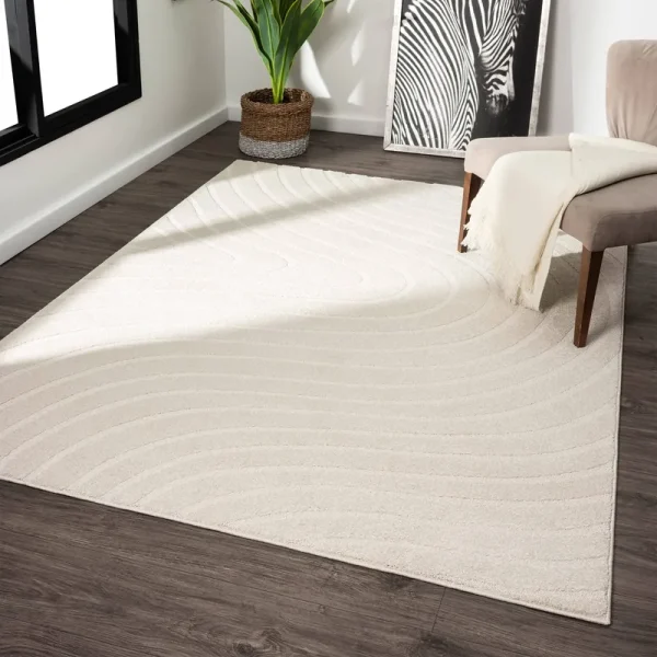 Luxe Weavers Modern Geometric Wave Cream 8x10 Area Rug
