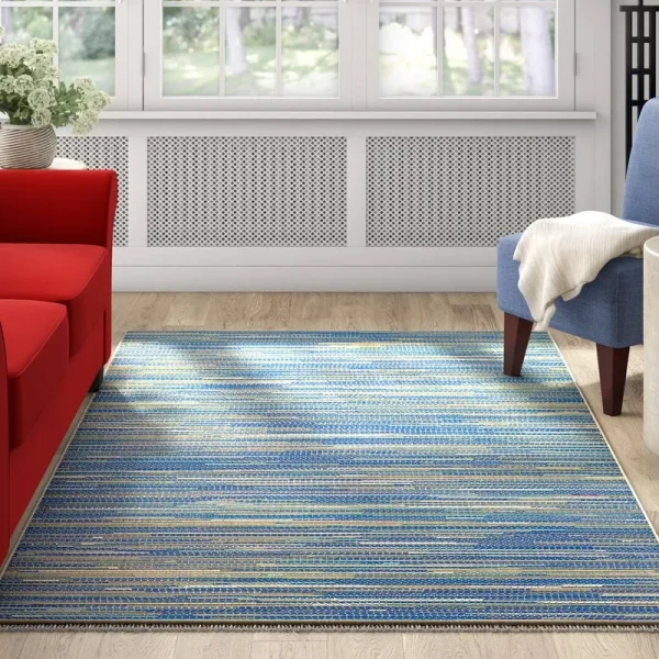 Jasmine Estates Striped Sand/Turquoise/Azure Indoor/Outdoor Area Rug Beachcrest Home Rug Size: Rectangle 3'9" x 5'5"