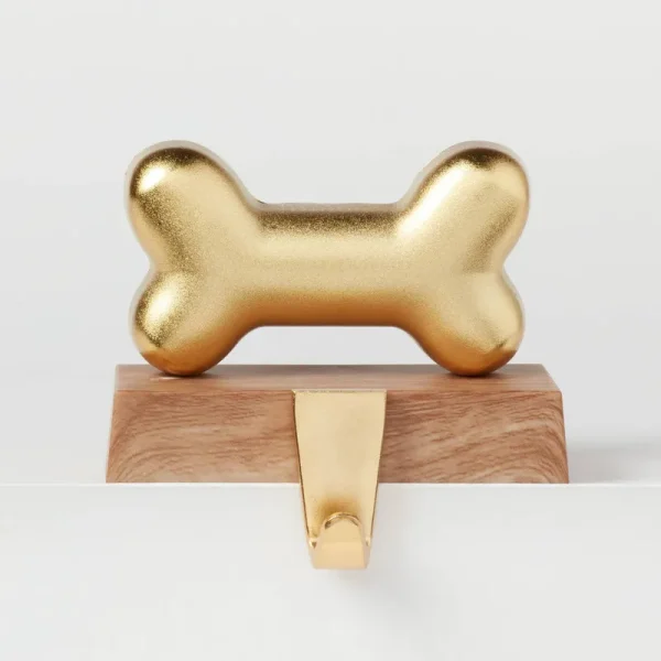 Wondershop Metal Bone Christmas Gold Stocking Holder with Faux Wood Base | Target