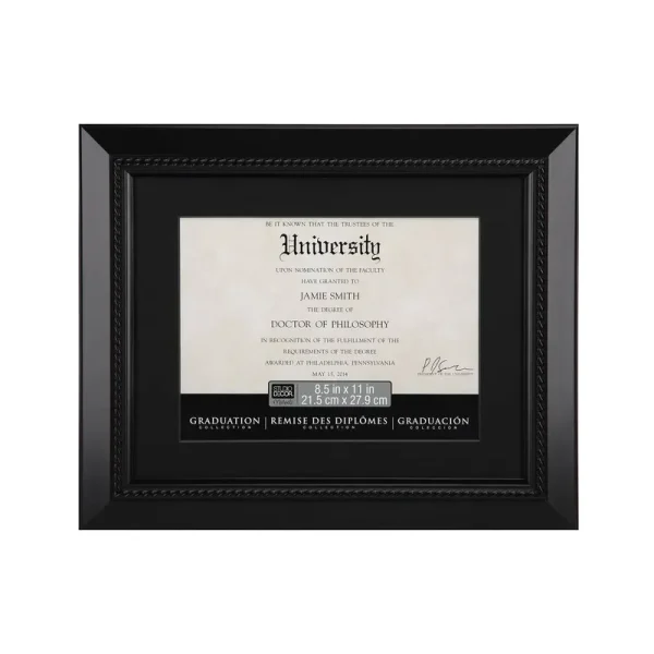 Studio Decor Black 8.5" x 11" Document Frame with Mat - Each