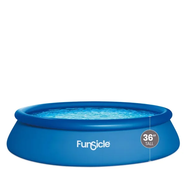 Funsicle 15' x 36" Quickset Round Inflatable Ring Top Outdoor Above Ground Round Swimming Pool Set with Pump