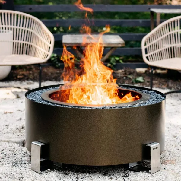 Breeo Luxeve Bronze Vein with Crystal Clear Glass Smokeless Fire Pit -