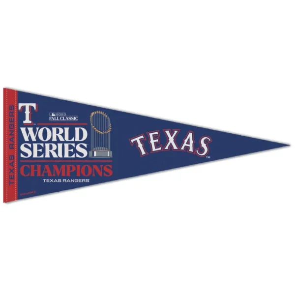 WinCraft Texas Rangers 2023 World Series Champions Locker Room Celebration 12" x 30" Premium Pennant