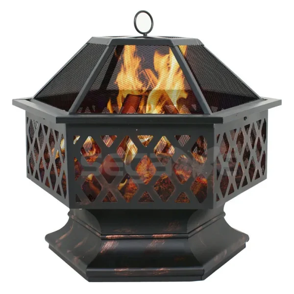 F2C Outdoor Heavy Steel 26" Fire Pit Wood Burning Fireplace Patio Backyard Heater Steel Firepit Bowl With Waterproof Cover (Model#05)