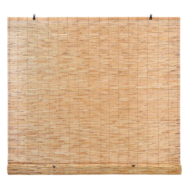 Backyard X-Scapes Manual Roll-Up Reed Cord Free Blinds, Natural, 48" W x 72" L