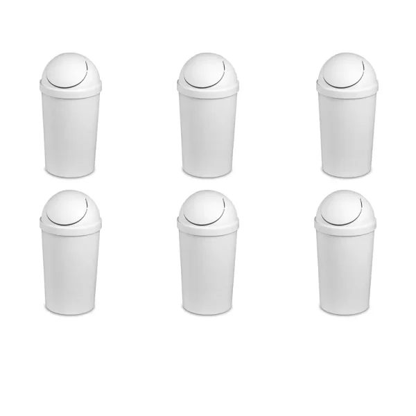 Sterilite 1083 - 3 gal. Round Swingtop Wastebasket, White - Case of 6
