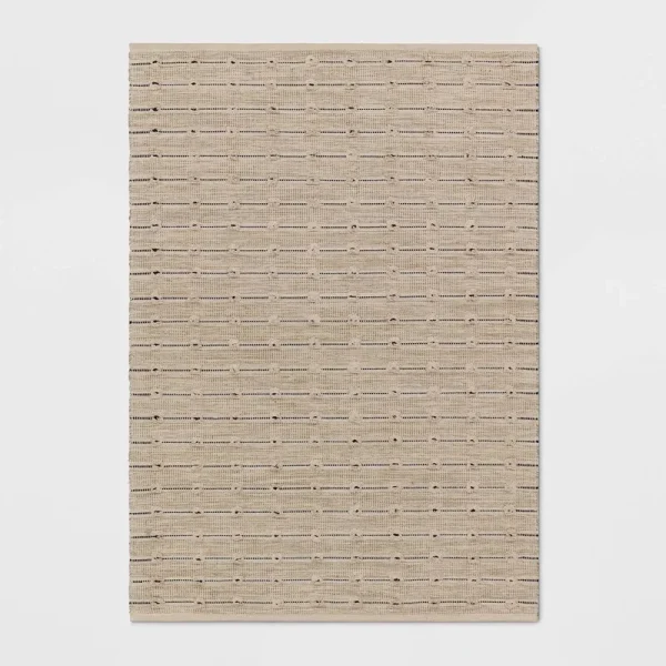 5'x7' Woven Striped Flatweave Rug Black/Cream - Threshold
