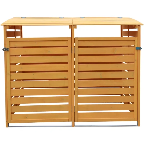 Hanover Outdoor 4.9 Ft. x 4 Ft. Wooden Trash Bin and Recyclables Storage Shed - HANWS0103 - NAT