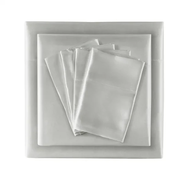 Satin Luxury 6 Piece Sheet Set Light Grey / Full