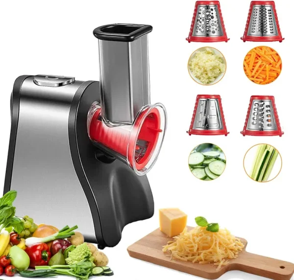FOHERE Electric Cheese Grater Salad Maker, Electric Slicer Shredder for Home Kitchen Use, One-Touch Easy Control, Electric Grater for Vegetables,
