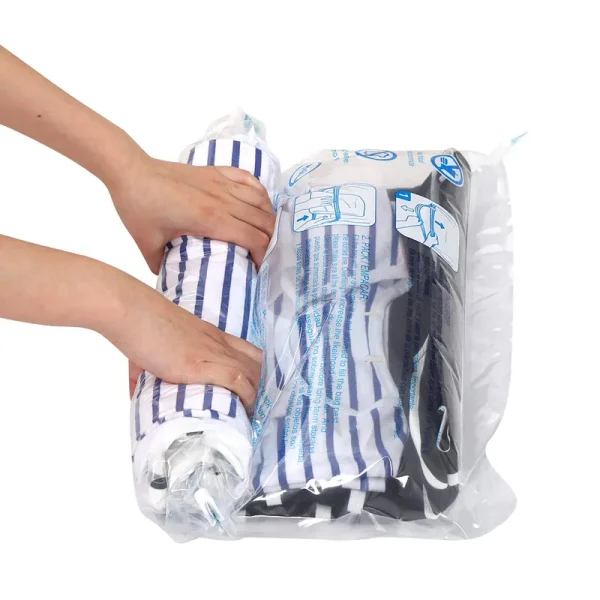 12 Travel Compression Bags, Hibag 12-Pack Roll-Up Space Saver Storage Bags for T