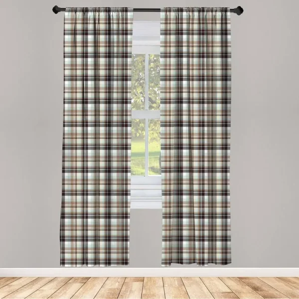 Plaid Semi-Sheer Rod Pocket Curtain Panels (Set of 2) East Urban Home Size per Panel: 28" x 63"