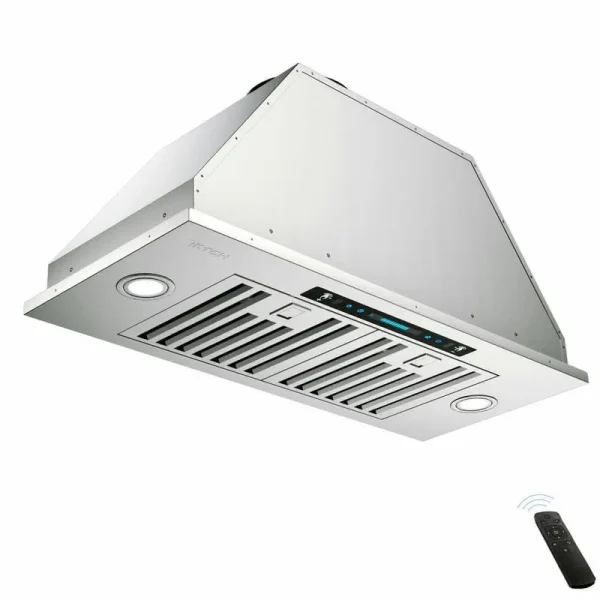 IKTCH 36 in. 900 CFM Ducted Insert with LED 4 Speed Gesture Sensing and Touch Control Panel Range Hood in Stainless Steel