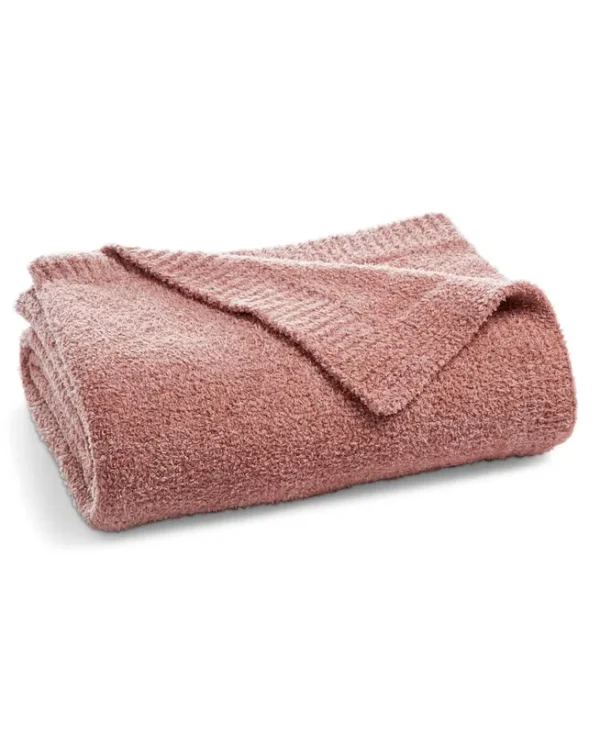 Hotel Collection Luxe Knit Throw, 50" x 70", Created for Macy's - Desert Rose
