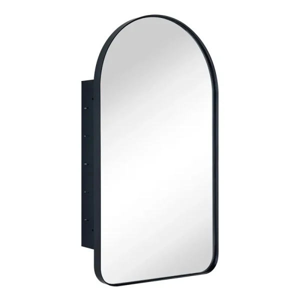 Aristes Recessed Framed Medicine Cabinet with Mirror and Adjustable Shelves - 16" x 28.3" - Black