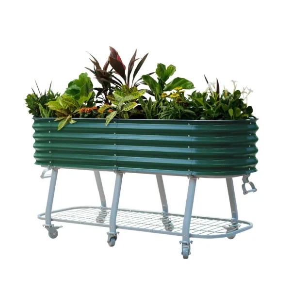 Elevated Rolling Garden Bed | Vego Garden, British Green / 2 x 6 ft / G2