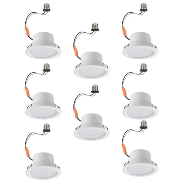 Commercial Electric 4 in. Smart Adjustable CCT Integrated LED Recessed Light Trim Powered by Hubspace New Construction Remodel (8-Pack)